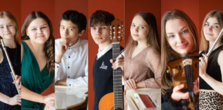 Ülenurme muusikakooli XXXI lend Õpilased koos õpitavate muusikainstrumentidega.