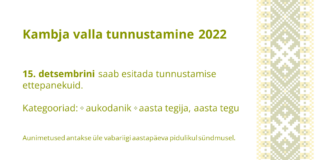 Oodatud on ettepanekud aukodaniku ja aasta tegija, aasta teo nimetamiseks